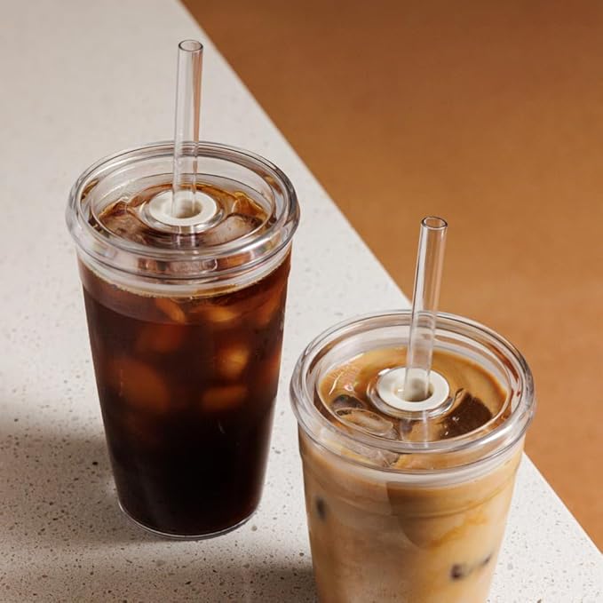 KeepCup Cold Cup - Clear Plastic, Reusable Ice Coffee Tumbler with Lid and Straw - Grande 16oz (454ml)