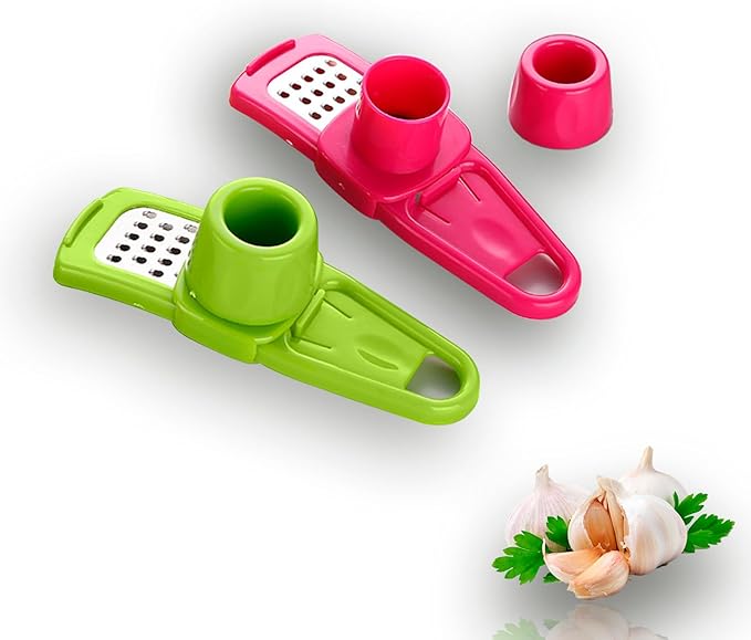 Landkitch-Garlic Grinder-Hand Garlic Grinder-Small Hand Grinder for Garlic-Garlic Slicer-Garlic Mincer-2025 New Hand Press Garlic Chopper-Garlic Press Hand Specialty Tools (Pink)