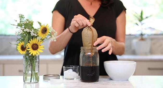 CoffeeSock 'The Original' Reusable Organic Cotton Coffee Filters - Made to fit 32 ounce quart mason jar (1 Filter) - Made in the USA - Ultra-Durable 1 Year Filter Set - Eco-Friendly Compostable Cloth