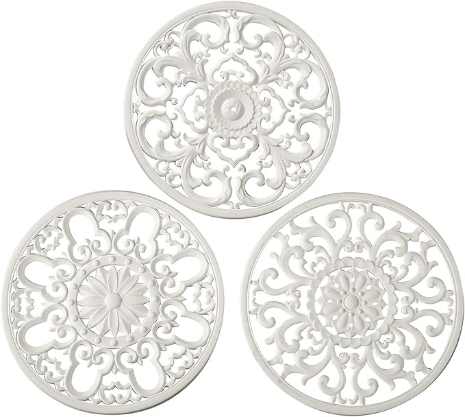 Extra Thick Silicone Trivet Mat for Hot Dishes, Hot Pots and Pans, Pot Holder, Hot Pad to Portect Your Table and Countertop, Kitchen Decor and Accessories,White, Set of 3