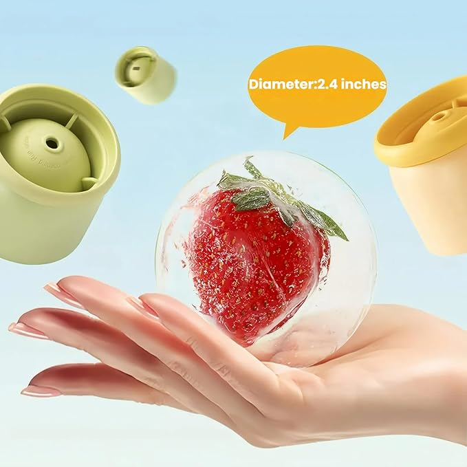 4 large ice cube molds，suitable for whiskey、coffee、lemonade、cocktail;Separate round ice cube mold;ice ball maker mold with lid;made of silicone, easy to fill and remove