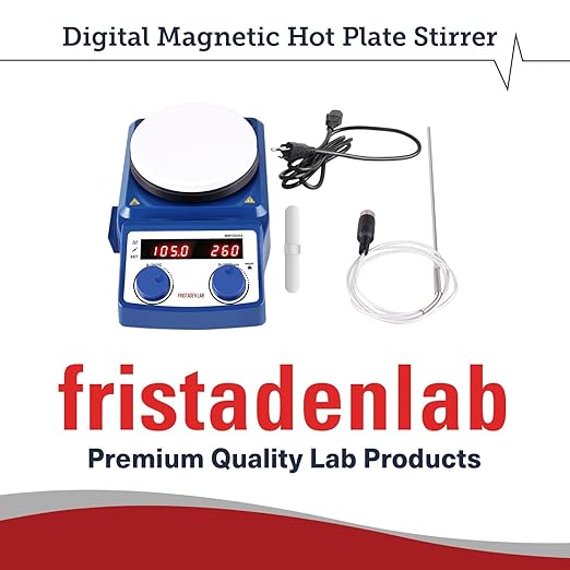 Fristaden Lab Magnetic Stirrer Hot Plate | Heavy Duty | USA Company | 5 L Capacity | Precision Temperature Control | Temperature Sensor Included | Stand-Free Operation