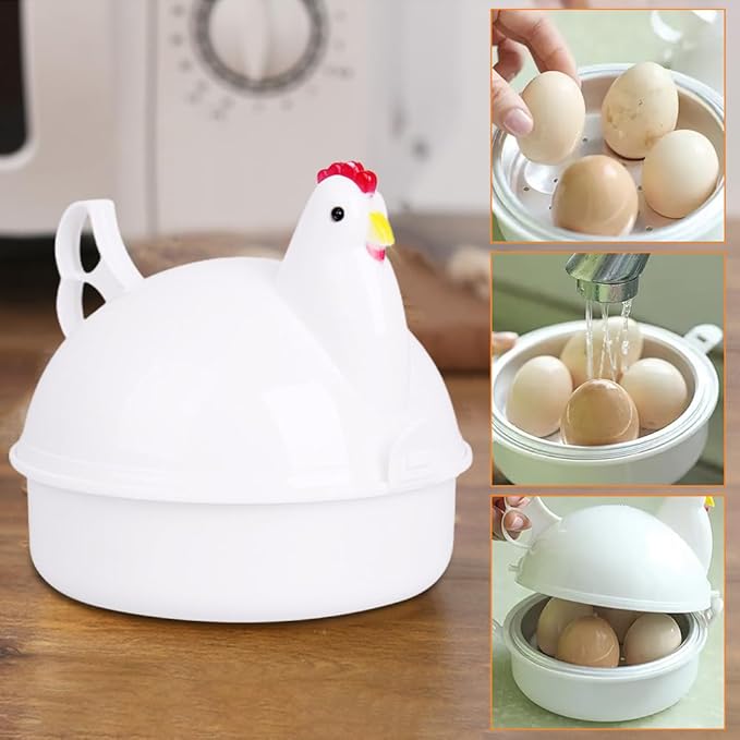 Chicken Shaped Microwave Egg Boiler, Microwave Eggs Poacher, Cooker Boiler Steamer Gadgets for Hard Boiled Egg, Poacher Boiler Cooker for Home Kitchen Restaurants
