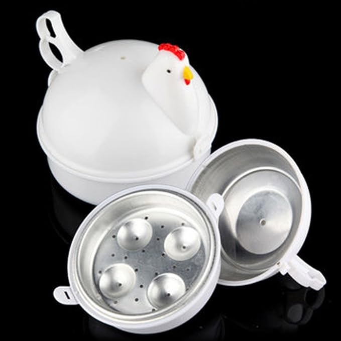 Microwave Egg Boiler, 4 Eggs Boiler Cooker Microwave Egg Steamer, Microwave' Eggs Boiler with Lid for Soft/Hard Boiled Eggs' Microwavable Egg' Poacher Cooking Kitchen Tools (COLOR:White)