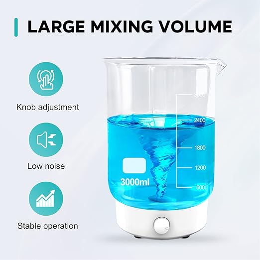 LAB FISH Laboratory Magnetic Stirrer 1800PRM Magetic Mixer Max Stirring 3000ml Capacity Stir Plate with 3 PCS Stir Bar Egg for Lab and Homebrew