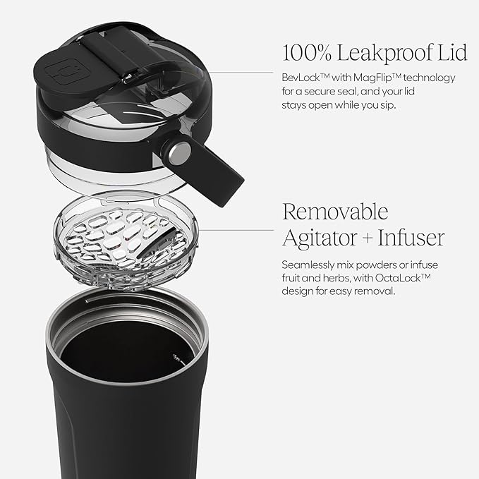 BrüMate MultiShaker Blender Shaker Bottle | 100% Leakproof Insulated Stainless Steel | Pre Workout and Protein Shaker Bottle for the Gym | 25oz (Java)