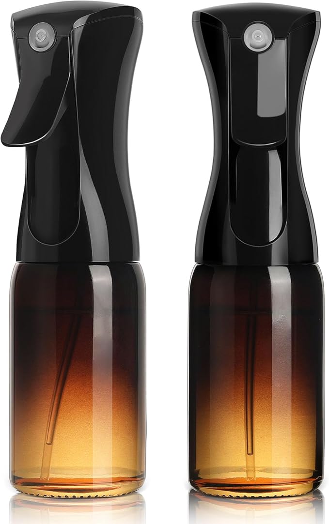 Mistifi Premium Oil Sprayer, Olive Oil Sprayer – Dark Glass Bottle for Cooking, Air Fryer & Salad – Fine Mist, Easy Press (Black x 2)