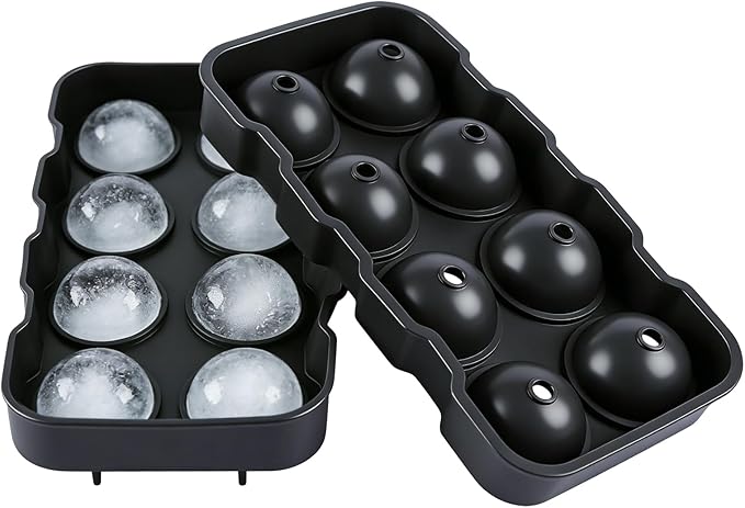 Ice Ball Maker Mold with Funnel, Round Ice Cube Tray for Freezer, Silicone Sphere Ice Mold Big Circle Ice Cube Mold, Easy Release Ice Tray for Home Bar Whiskey, Cocktails & Bourbon