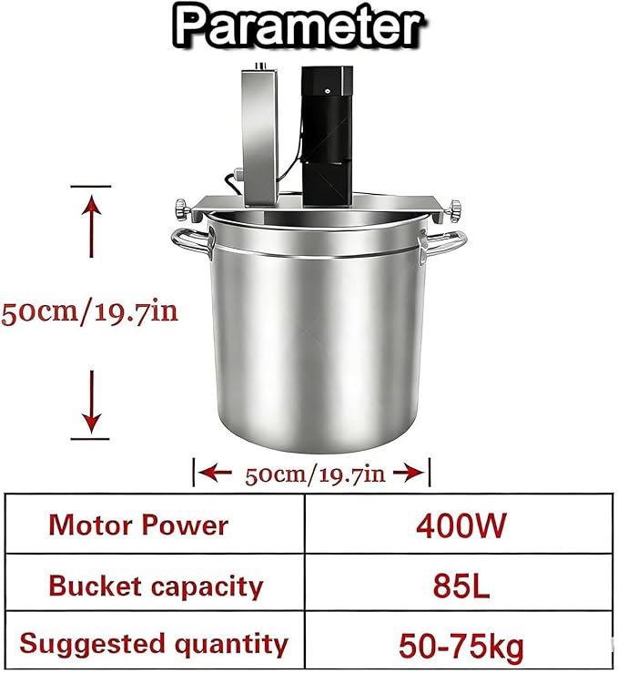 Jam Automatic Stirrer, Stainless Steel Electric Mixer Machine, Automatic Pot Stirrer with 4-Blade Scraper, Adjustable Speed Control for Making Jam, Hot Pot Seasoning Bottom Soup Sauce 85l