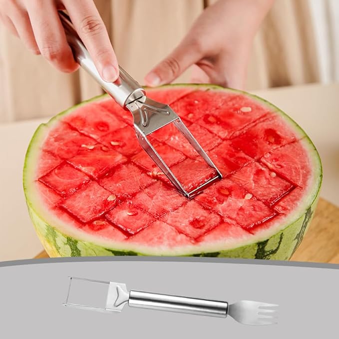 2-in-1 Stainless Steel Fruit Cutter Watermelon Cutter,2026 Watermelon Slicer Watermelon Cutters Melon Cutter Tool, Watermelon Cutting tool Stainless Steel for Kitchen (3pcs)