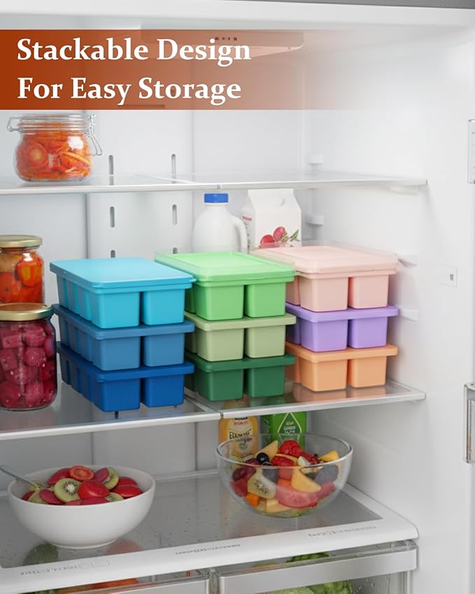 Large Silicone Ice Cube Trays with Lids, ZDPMK 3 Pack Large Whiskey Ice Cube Molds, Easy‑Release 2 Inch Square Big Ice Cube Molds for Freezer, Cocktails, Iced Coffee, Baby Food, Dishwasher‑Safe
