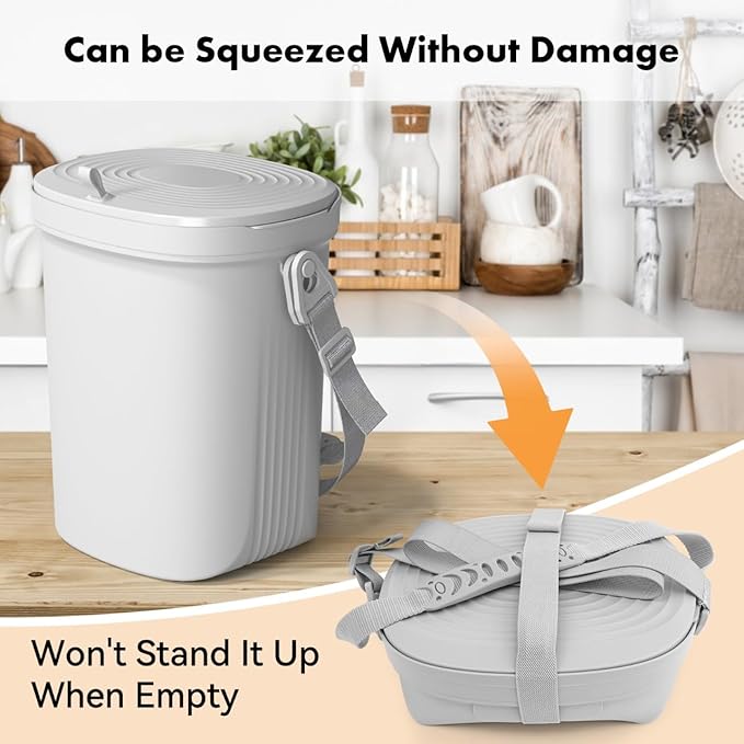 Mountable Silicone Collapsible Kitchen Compost Bin Under Sink,Surumer Hanging Trash Can with Lid for |Cupboard|Bathroom|Bedroom|Office|Camping, Indoor Compost Bucket, 2 Gallon Black