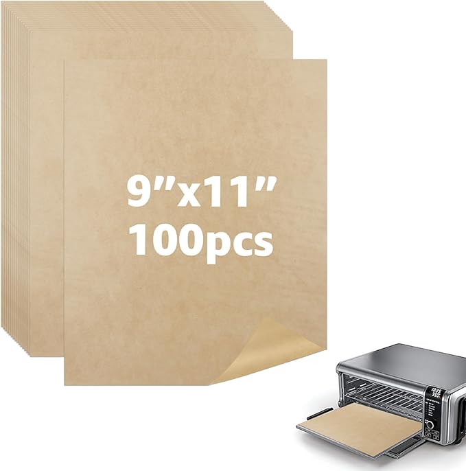 9 x11 inch Air Fryer Parchment Paper Squares, 100 Sheets Unbleached Pre-Cut Baking Disposable Paper Liner for Cuisinart Non-Stick Air Fryer Toaster Oven