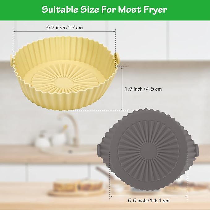 2 Pack Air Fryer Silicone Pot, Windspeed 6.3 Inch Air Fryer Reusable Liners Round Air Fryer Reusable Bowl Replacement of Parchment Paper Liners, Use for Baking Roasting Microwave Frying