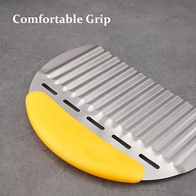 Heavy Duty Stainless Steel Large Crinkle Cutter Wavy Chopper French Fry Slicer for Potatoes Carrot Chips and Fruits, Vegetable, Potatoes, Onions (Yellow-Style II, 1 PCS)