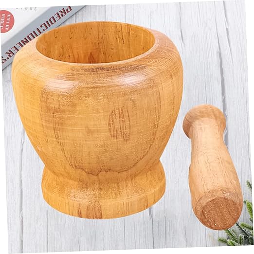 Wooden Garlic Pounder and Presser Kitchen Gadget for Home Use 4 Inch Wood Garlic Crusher and Mincer with Smooth Surface for Crushing Ginger and Spices
