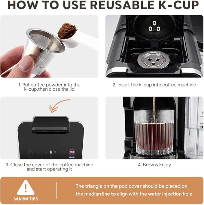 Stainless Steel Reusable Ninja K Cups Pods Compatible with Ninja CFP201 CFP301 Dual Brew Pro Machine 3 Hole Refillable Coffee Pods Permanent K Cups Filters Coffee Accessories