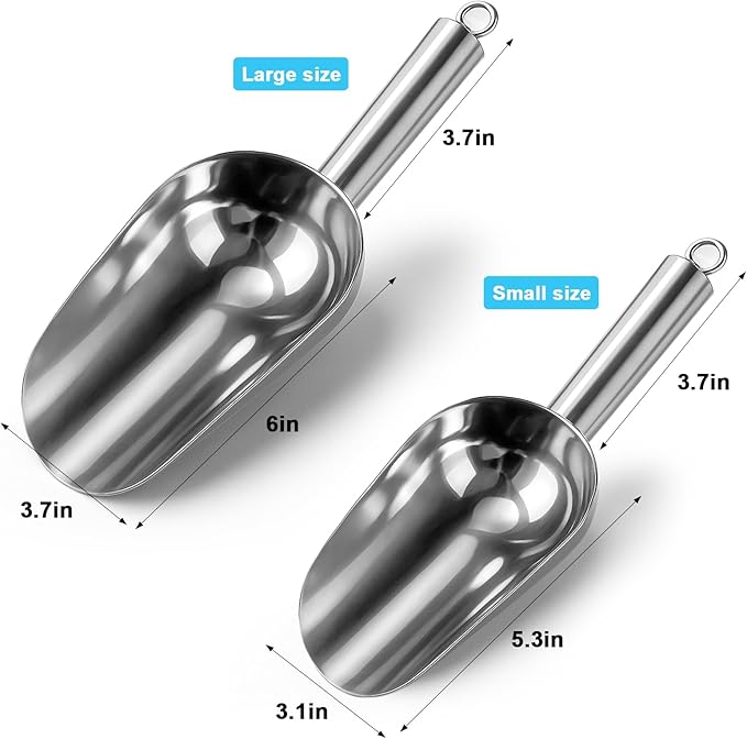 Stainless Steel Ice Scoop for Freezer with Magnetic Hook - Ice Scoop for GE Profile Opal 2.0 Nugget Ice Maker, for Kitchen Bar Party Accessories (12OZ-Silver)