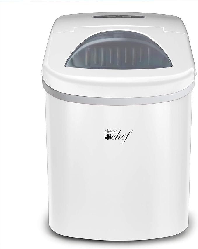Deco Rapid Portable Automatic Electric Countertop Ice Maker - 6 Great Colors Compact Top Load 26 Lbs. Per Day Great for Party Hosting Never Run Out of Ice Again, Self Cleaning (White)