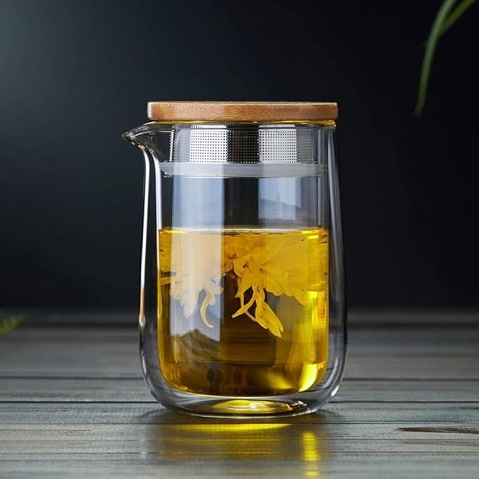 Sizikato Clear Glass Teapot, Double Wall Borosilicate Glass Teapot