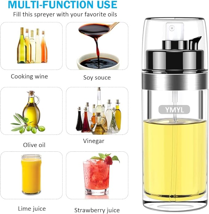 2 in 1 Oil Dispenser Bottle and Mister - 150ml Portable Olive Oil Sprayer for Air Fryer, BBQ, Salad, Baking, Roasting, Frying, Grilling