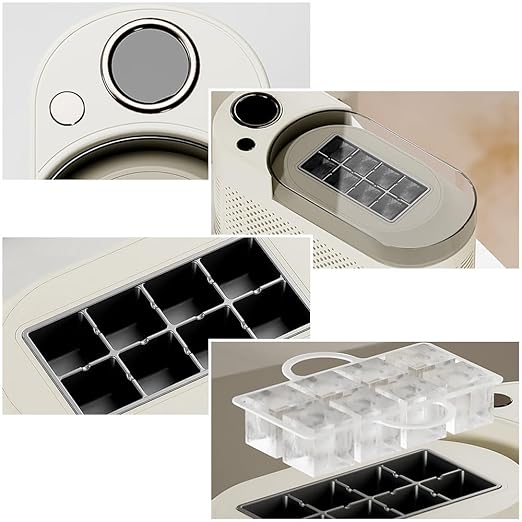 YUEWO Portable Countertop Mini Ice Maker - Ice Machine for Home, Office, Camping, Car | 10-15 Mins Fast Ice Making, 8 Cubes/Batch, 16.9oz Capacity, Ultra-Quiet 48dB, Food-Grade Safe (White)