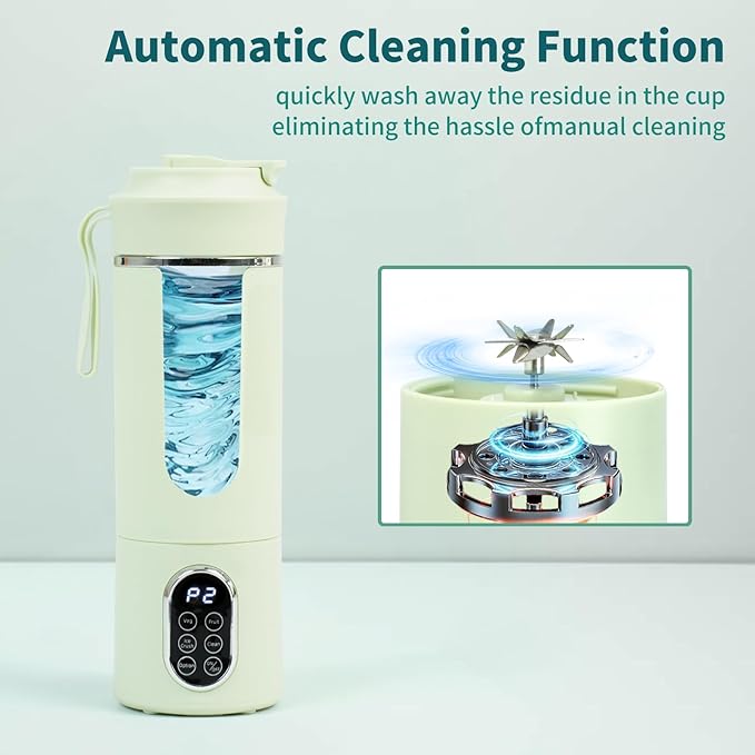 530ML Portable Blender,Mini Portable Electric USB Juicer,Small Personal Blender for Smoothies and Shakes,With Automatic Cleaning Function,Multi-Purpose and Easy To Use(green)