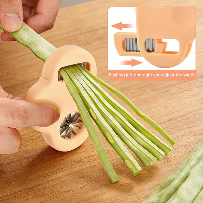 Green Onion Shredder & Slicer, 12 Blade Stainless Steel Scallion Cutter with Safety Design, Removable Blade Bean Slicer, Perfect for Blooming Onion, Chili & Celery(COLOR:orange)