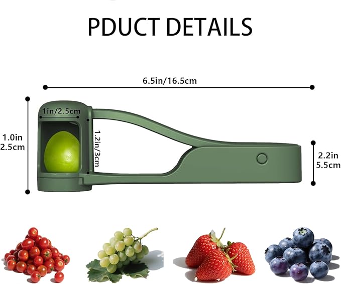 EWUVP Grape Cutter for Toddlers, Grape Slicer for Baby, Cherry Tomato Strawberry Cutter Quarter Fruit Slicer Tool for Vegetable Fruit Salad Cake Decoration, Stainless Steel Kitchen Gadget(Green)