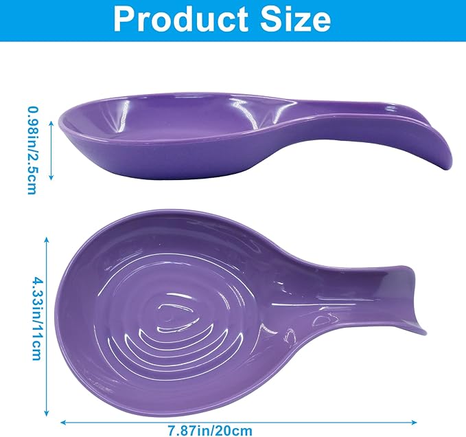 Purple Plastic Spoon Rest Set, Serving Spoon holder for Stove Top, Kitchen Utensil Rack for Tongs, Spatulas(4Pcs)