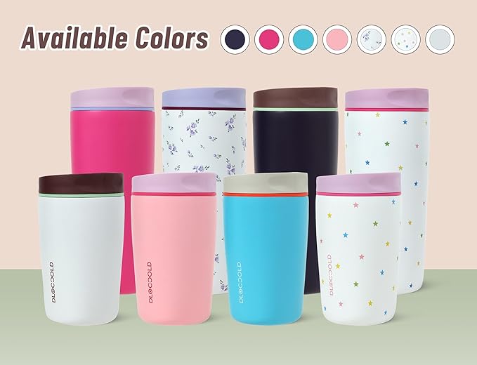 DLOCCOLD Insulated Stainless Steel Coffee Tumbler with Spill Resistant Lid, Reusable Iced Coffee Cup, Cup Holder Friendly Travel Coffee Mug, 24oz
