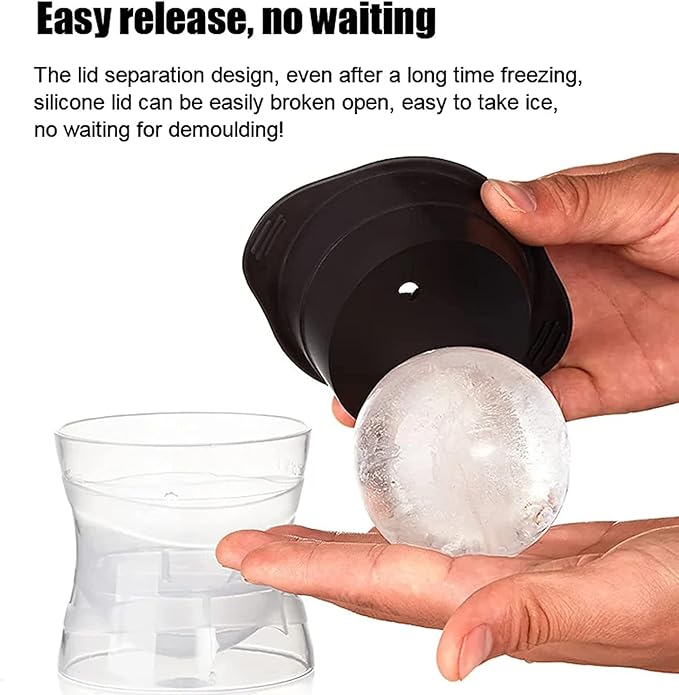 2.5 inch Large Globe Ice Cube Mold,2pcs Sphere Ice Cube Mold,Ice Ball Mold - Great for Whiskey and Scotch