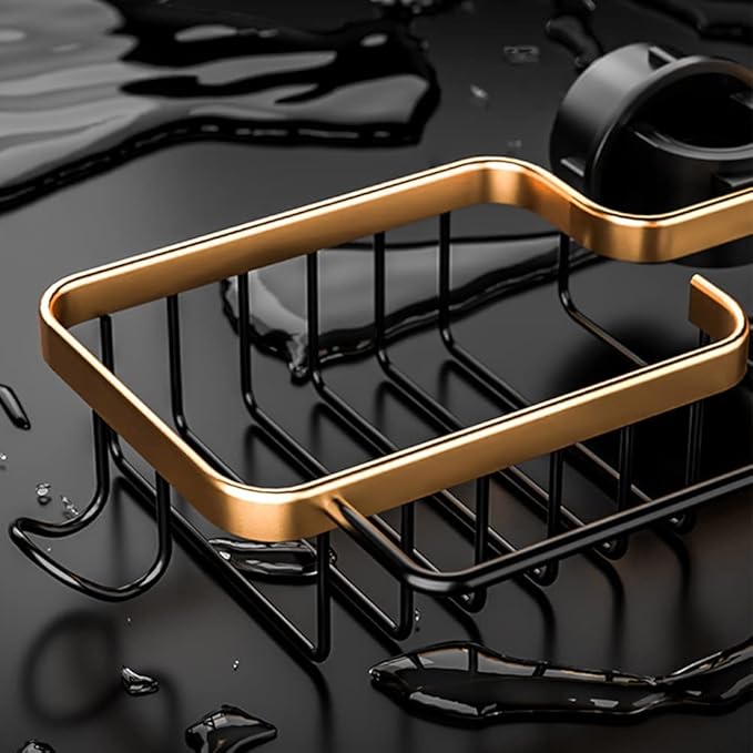 Stainless Steel Drying Rack with Dishcloth Rack, Over Faucet Hanging Kitchen Sink Organizer, Space Saving, Golden