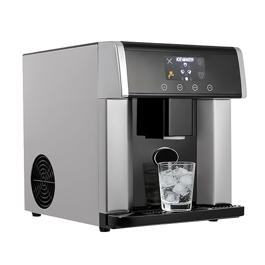 Nugget Ice Maker Countertop, Smart 2-in-1 Water Dispenser with Ice Maker with LCD Panel Self Dispensing Nugget Ice Maker Self-Cleaning 33LBS/24H Crushed Chewable Ice for Home Kitchen Office