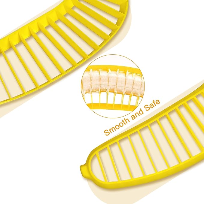 Guyuyii Banana Slicer – Safe, Easy Kitchen Gadget for Kids and Adults | Get 18 Even Slices in Seconds | Perfect for Fruit Salad, Cereal and Dessert Prep | Manual and Dishwasher Safe