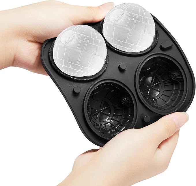 ACOOKEE Death Star Ice Cube Molds, Nerd Whiskey Gifts for Men Geeks, Fun Shapes Large Ball Ice Cube Mold for Cocktails, Bourbon