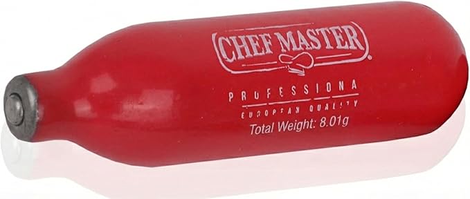 Chef Master 10 Pack N20 Whipped Cream Chargers - 8g Professional Nitrous Oxide Cartridges - Premium Whip Cream Charger Cartridge - Made in EU - Food-Safe Steel & Universal Fit for Dispensers - 90060
