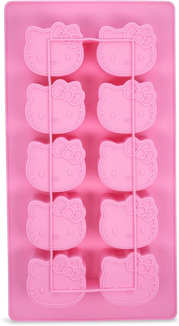Sanrio Hello Kitty Flexible Silicone Mold Ice Cube Tray In Character Shapes | Reusable Ice Mold For Freezer Pink
