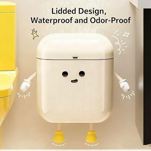 2.4 Gallon/9 Liter Kitchen Wall-Mounted Trash Can with Lid Ideal for Kitchens,Bathrooms, Offices,and Bedrooms Space-Saving and Decorative Waste Container(Cream White, DIY-Friendly)