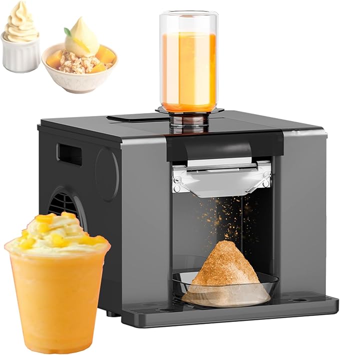 Snowflake Ice Machine - 280W Snowflake Crusher Machine 60kg/24h - Intelligent Control Snow Ice Maker Electric Ice Crusher for Bar Cocktails/Milk - Commercial/Home,Black