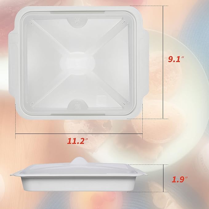MMUGOOLER 2 Pack Microwave Easy Bacon Maker/Cooker with Lid, Safety, Quick and with No Mess, 11.3“ L x 9.0" W x 2.4" H- White
