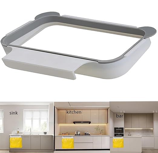 NeilBee Trash Bag Holder Rack Multifunctional Back Design Cute Hanging Trash Garbage Bag Holder for Kitchen Cupboard