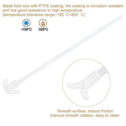 MECCANIXITY PTFE Electric Stirring Rod 300x45mm Length Overhead Stirrer Mixer Shaft with Foldable Paddle for Lab