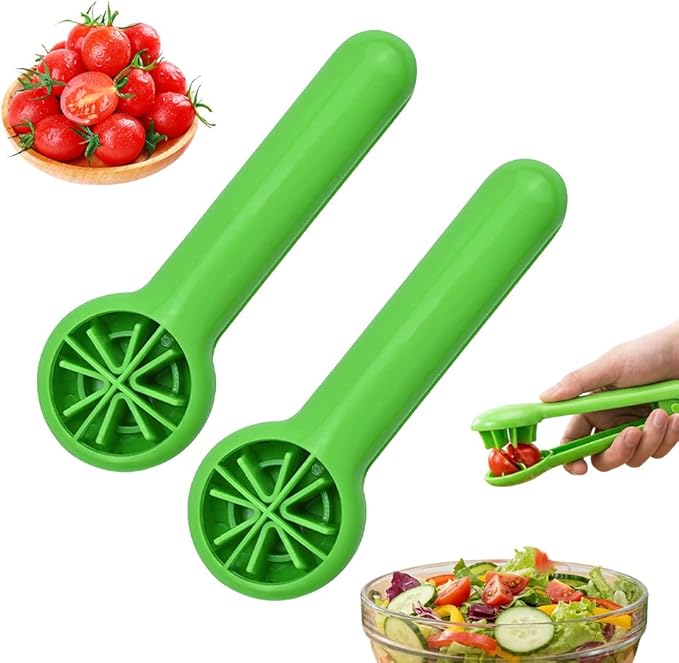 Grape Cutter Slicer, 2026 New Grape Cutter Tool, Grape Tomato Cherry Strawberry Cutter Tools Into 4 Pieces for Vegetable Fruit Salad, Quarter Grape Slicer Kitchen Gadget (2PC)