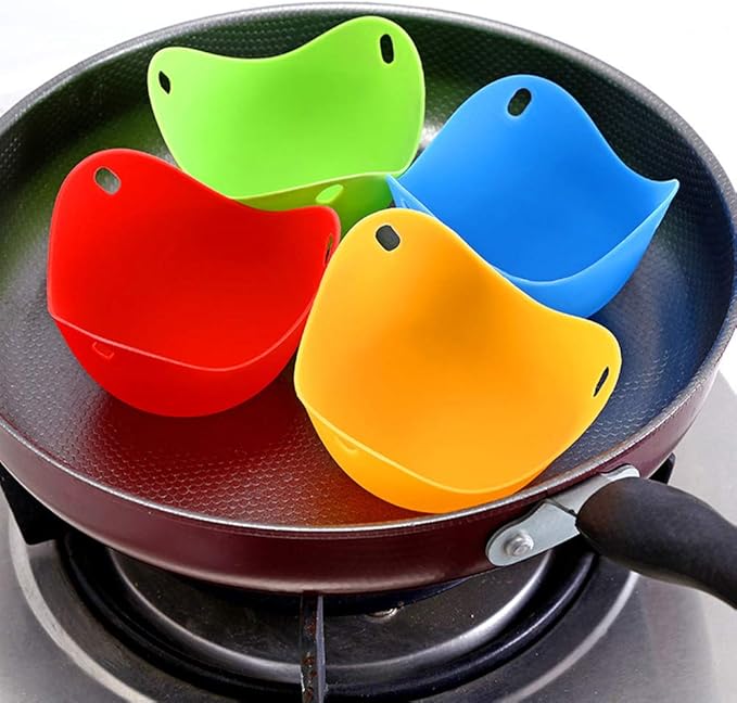 4 Pack Egg Poacher,Nonstick Silicone Egg Poaching Cup Cookware Accessory for Microwave or Stovetop Kitchen Tool(SIZE:4 pcs)