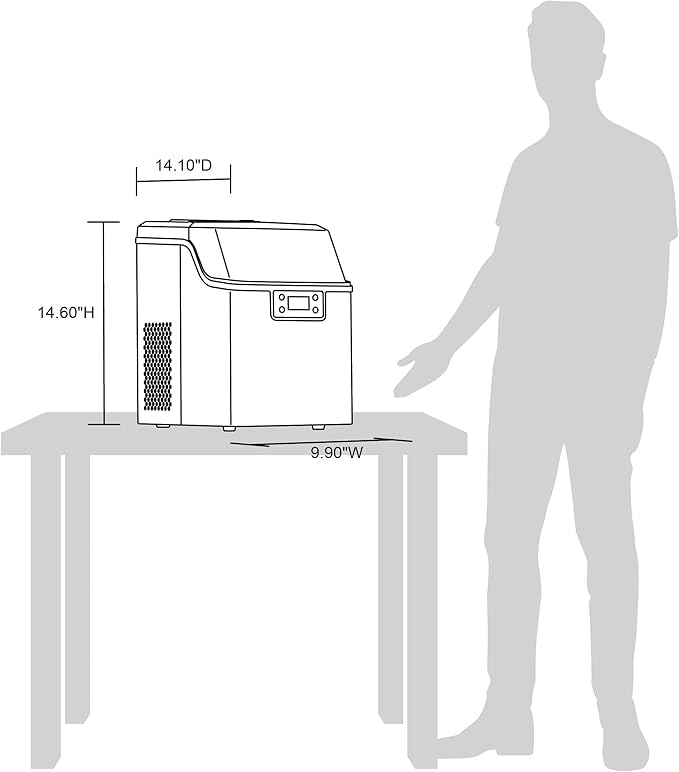 Newair Countertop Clear Ice Maker, 45lbs/Day Ice Cube Machine, Self-Cleaning Function and Custom Ice Thickness, Portable Ice Maker, 24H Timer, Ideal for Home Office and Outdoor Bar, Stainless Steel