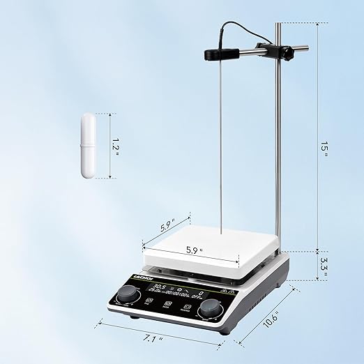 Magnetic Stirrer Hot Plate Stirrer LCD Display 300℃ Max.5L 5.9inch Magnetic Stir Plate 1600RPM Magnetic Mixer Magnetic Hotplate Stirrer with Stir Bar&Temp Probe Sensor,110V