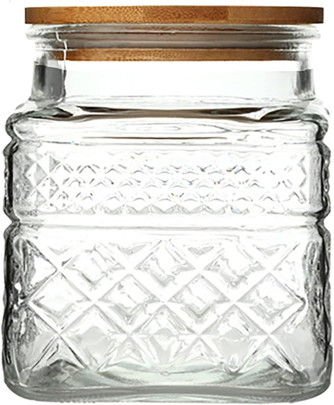 Prettidecor Glass Storage Jars, 38 FL OZ Airtight Canisters with Bamboo Lid, Decorative Kitchen Containers for Cereal, Nuts, Snacks, Candy, Cookies, Coffee, Tea