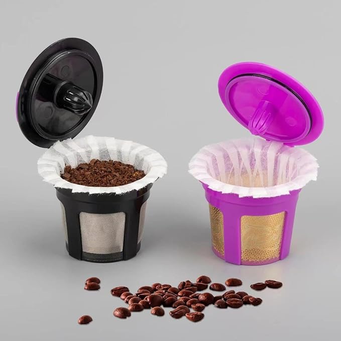 Haetyly 2 Pack Reusable K Cups with 200 Count Disposable Coffee Coffee Paper Filter Compatible with Keurig Single Serve 1.0 and 2.0 Coffee Makers