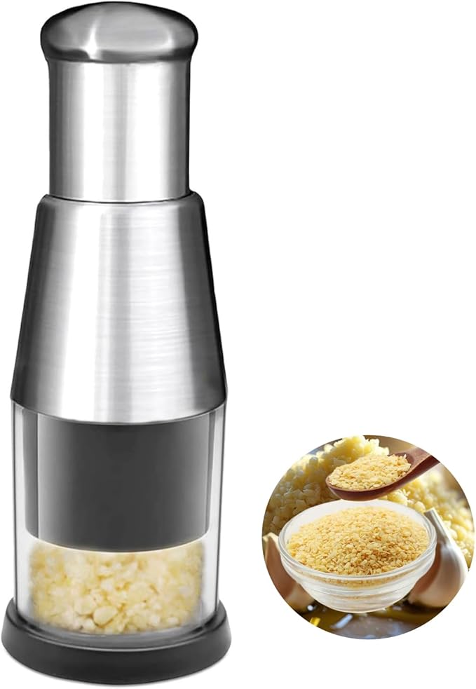 Manual Pressed Chopper,Compact Mini Dicer Food Chopper,Multifunctional Manual Garlic Press,Stainless Steel Hand Food Chopper for Mincing Garlic Press Stainless Steel(1 PCS)